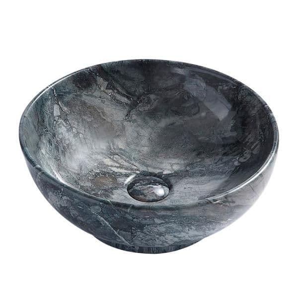 ALONI MOUSE LAVABO - À POSER – SANS TROP-PLEIN – SANS TROU DE ROBINET – AVEC BONDE CLIC-CLAC – CÉRAMIQUE – 41X18X41 CM – MARBRE GRIS vue 1