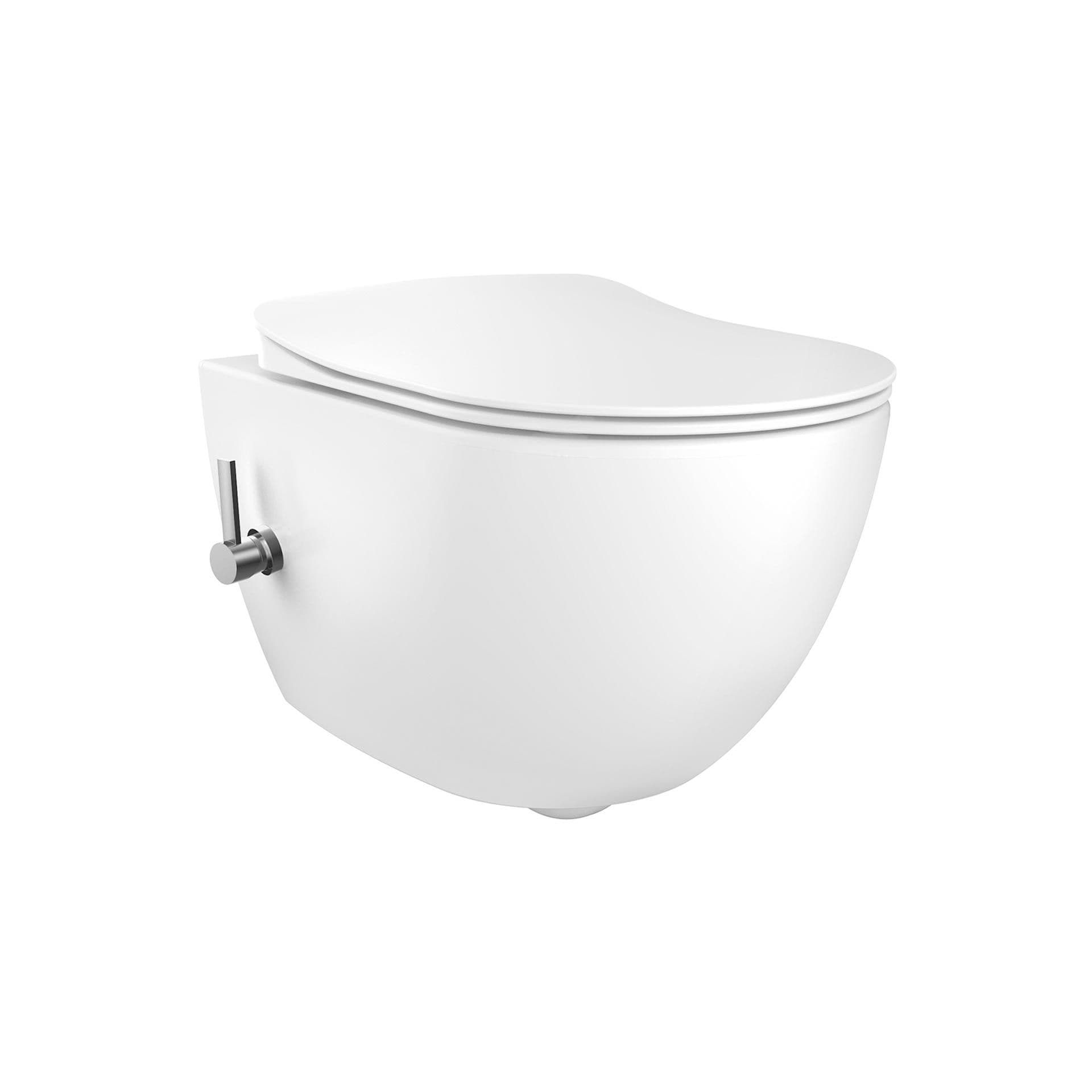 CREAVIT FREE WC SUSPENDU AVEC BIDET – SANS BRIDE – AVEC MITIGEUR BIDET EAU FROIDE – SANS ABATTANT – BLANC BRILLANT vue 1