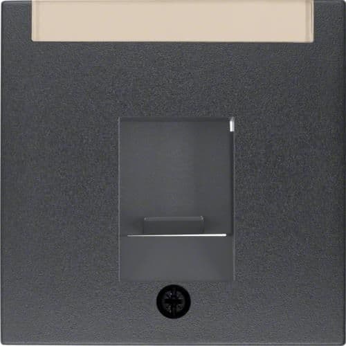 Enjoliveur avec 1 volet antipoussière et porte - étiquette Berker S.1 / B.3 / B.7 Anthracite, mat vue 1