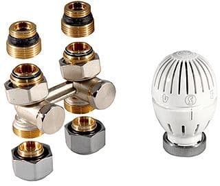 KIT DE ROBINET THERMOSTATIQUE P.RADIATEUR UNIVERSAL INTEGRE 1/2"-3/4" +RACC.16MM GIACOMINI DROIT vue 1