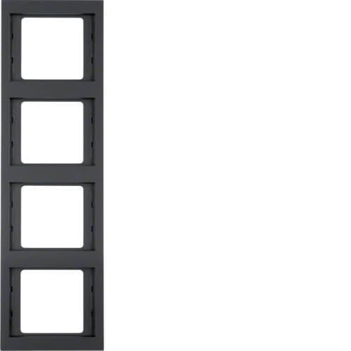 Plaque de recouvrement 4 postes pour montage vertical Berker K.1 Anthracite, mat vue 1