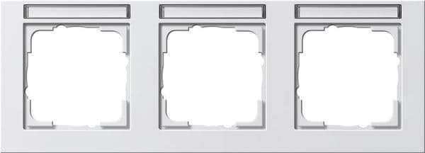 Cadre de finition Gira E2 avec zone d'inscription Blanc brillant vue 1