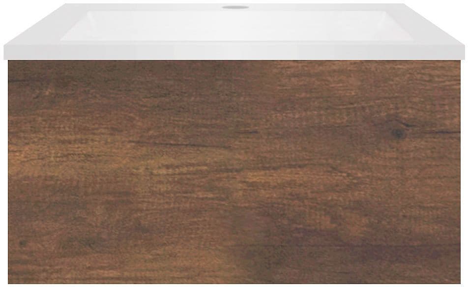 SOUS MEUBLE COFFEE 1 TIROIR 60 NOYER VELOURS+LAVABO EN MARBRE SYNTHETIQUE BLANC vue 1