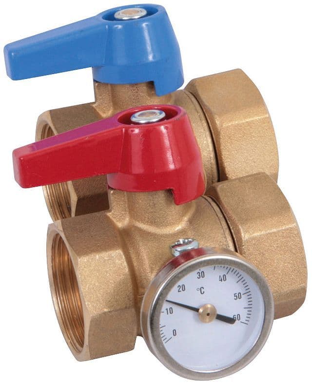ROBINET A BILLE 4/4"F+THERMOMETRE HENCO CHAUFFAGE SOL SET=2PCS vue 1
