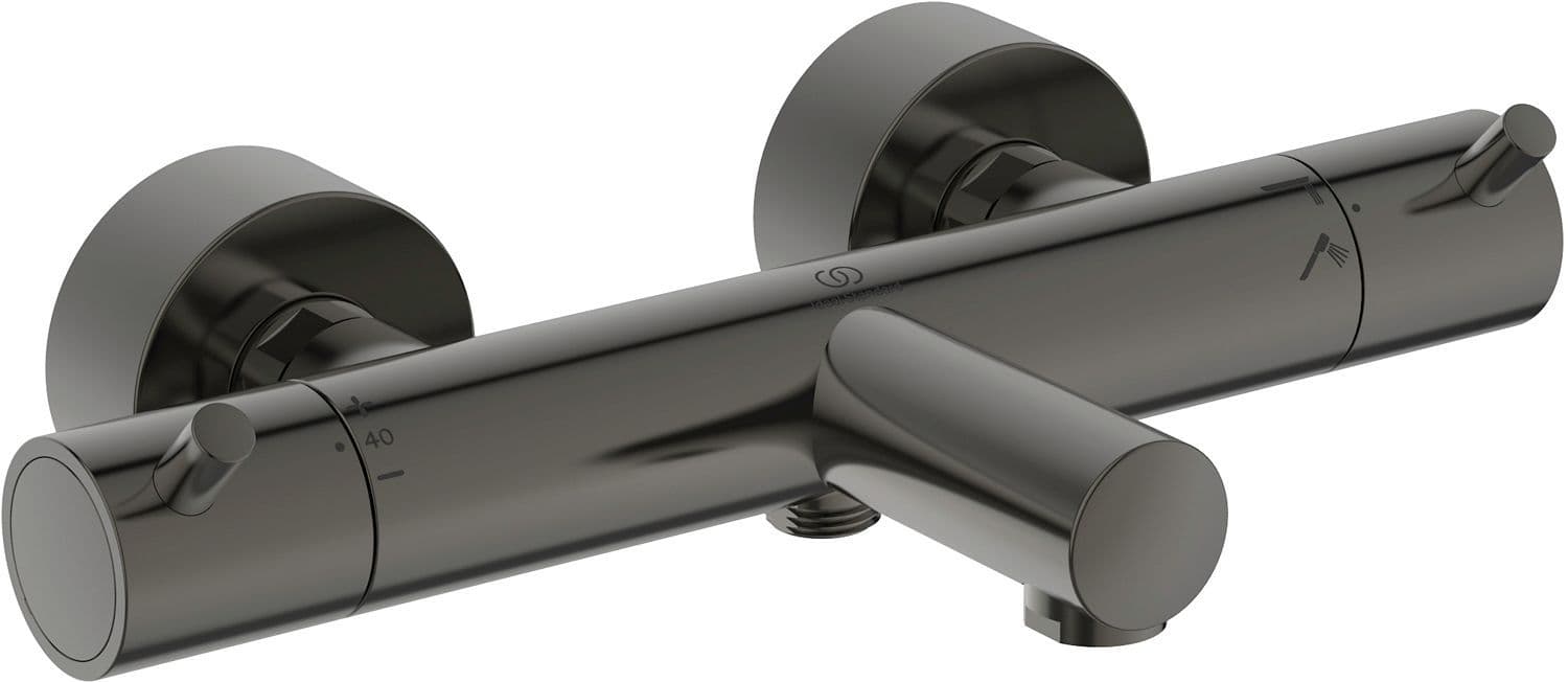 THERMOSTAT BAIN CERATHERM T125 IDEAL STANDARD POIGNEES DE GOUPILLE BRUSHED GUN METAL vue 1