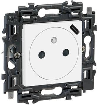 Valena prise + Usb intégré appareil complet Blanc à griffes vue 1