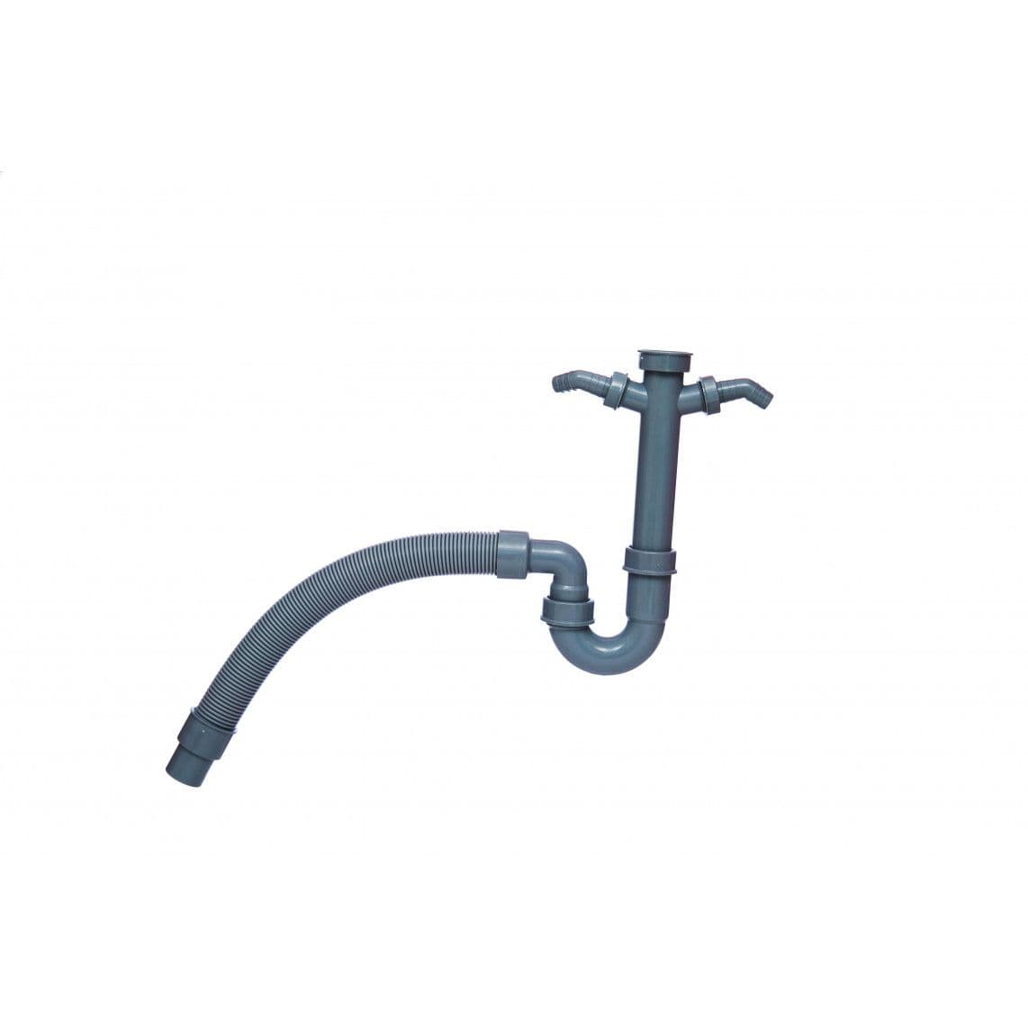 98836649 ECO-SAVE KS Evier flexible-siphon tubulaire, Gris, 1 1/2" F x DN 40/50 mm, avec 3/4" raccordement d'appareil double vue 1