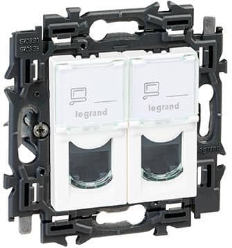 Valena prise 2 x RJ45 cat6 UTP appareil complet Blanc à griffes vue 1
