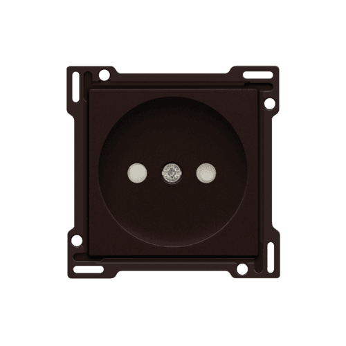 Set de finition pour prise de courant sans terre, avec obturateurs de protection, profondeur d’encastrement de 21 mm, couleur dark brown coated vue 1