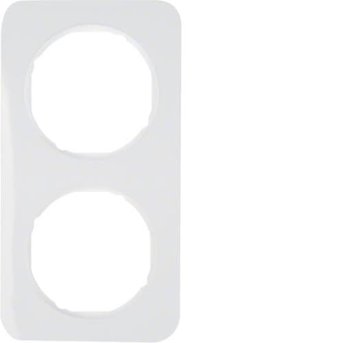 Plaque de recouvrement 2 postes Berker R.1 Blanc polaire, brillant vue 1