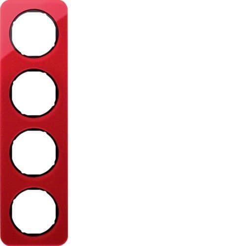 Plaque de recouvrement 4 postes R.1 acryl Rouge transparent / Noir vue 1