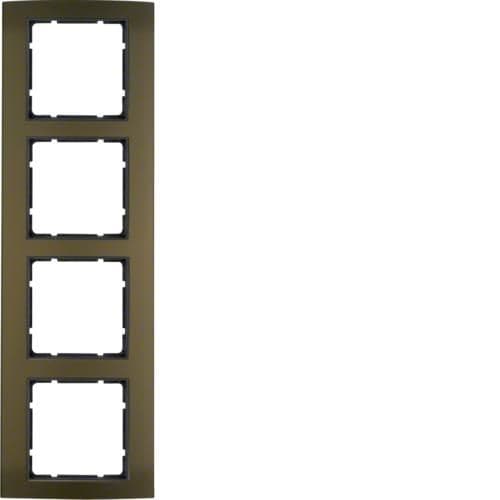 Plaque de recouvrement 4 postes Berker B.3 Alu, Marron / Anthracite vue 1