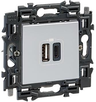 Valena prise Usb double type A + C appareil complet Alu à griffes vue 1