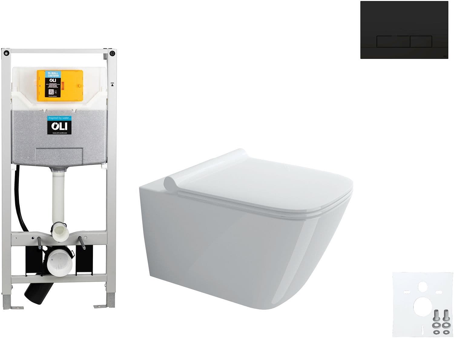 WALLFIX OLI WC SUSPENDU CATALANO GREEN QUICK-RELEASE SOFTCLOSE ANTIBACTERIEN GLAM MAT NOIR vue 1