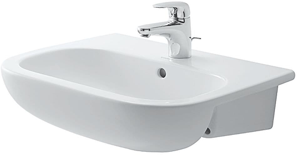 VASQUE DEMI-ENCASTRE D-CODE DURAVIT 550X440MM +TROU ROBINET/TROP-PLEIN BLANC vue 1