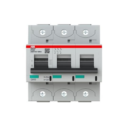 Disjoncteur modulaire 50kA S80 3 pôles 5 modules courbe C courant nominal 125A vue 1