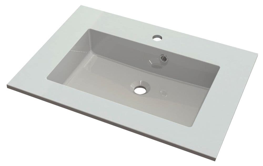 Van Marcke Don tablette avec 1lavabo marbre artificiel 700x500x15mm blanc vue 1