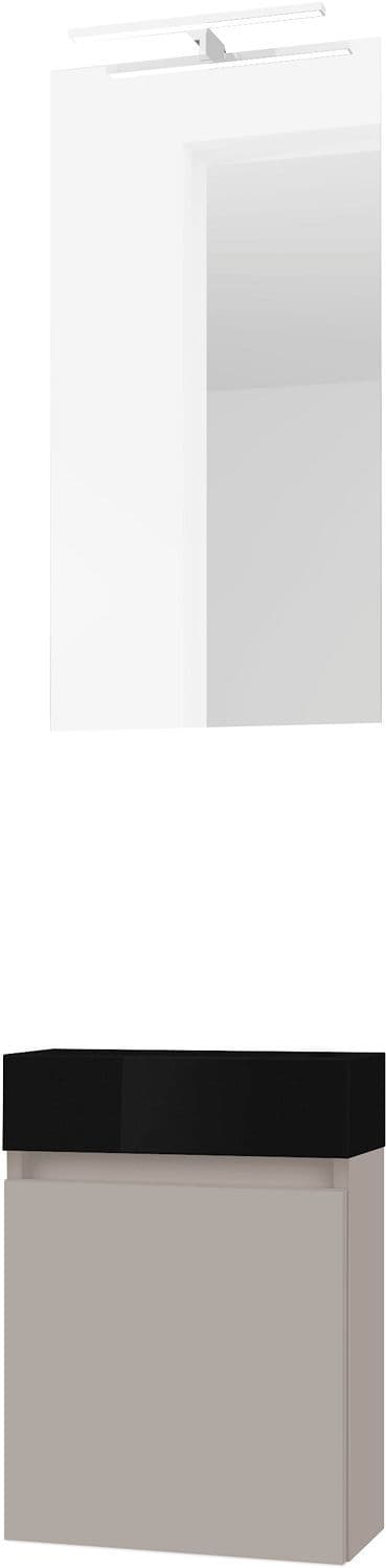 LAVE-MAINS FORM MINI PORCELAINE NOIR/ 1 PORT/MIROIR/LUMIERE LED POUDRE GRIS vue 1