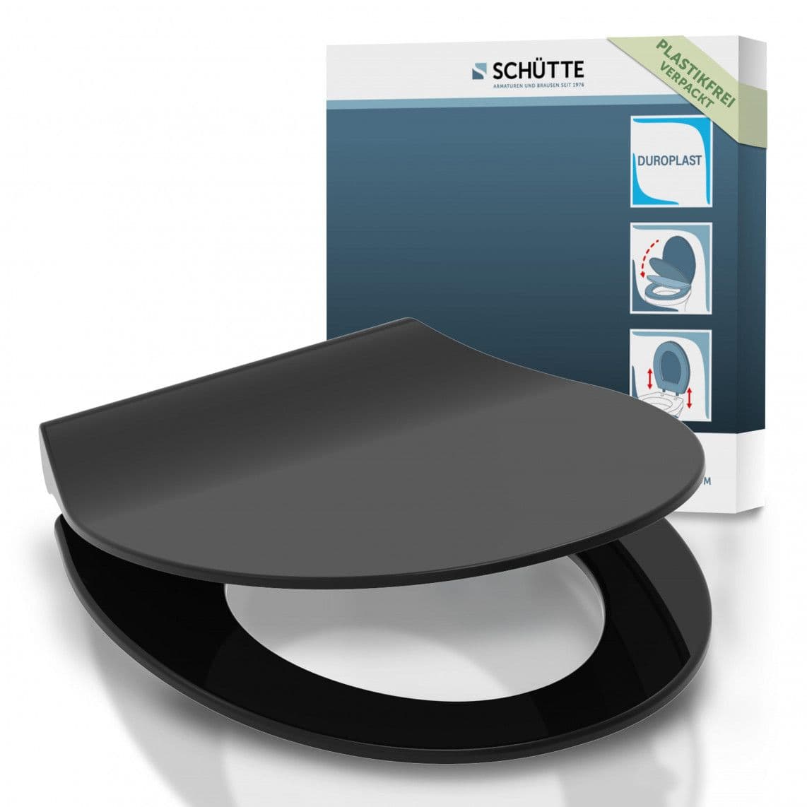 82710 abattant WC en Duroplast SLIM BLACK, avec frein de chute et déclipsable vue 1