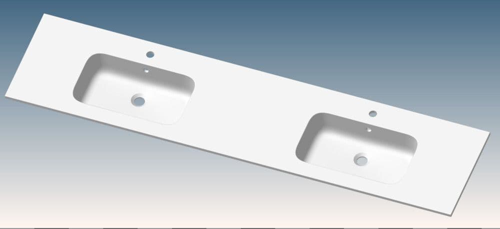 Van Marcke Paco tablette avec 2lavabo 2 trous 2000x15x460mm blanc brillant vue 1