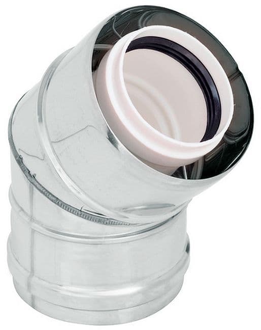 UNIFLOW COUDE CONCENTRIQUE 80/125MM 45° INOX/PP vue 1