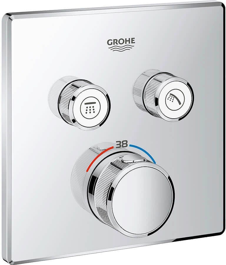 SET DE FINITION THERMOSTAT+ 2 ROBINETS D'ARRET SMARTCONTROL GROHE CARRE CHROME vue 1