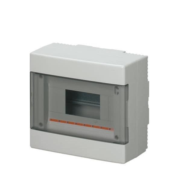 Coffret apparent 8 modules Gris IP40 avec porte transparent dim. 200 x 180 x 100 + kit d'instal. vue 1