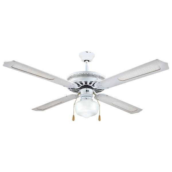 Ventilateur décoratif avec 1 lampe E27 Blanc diamètre 130 70W vue 1