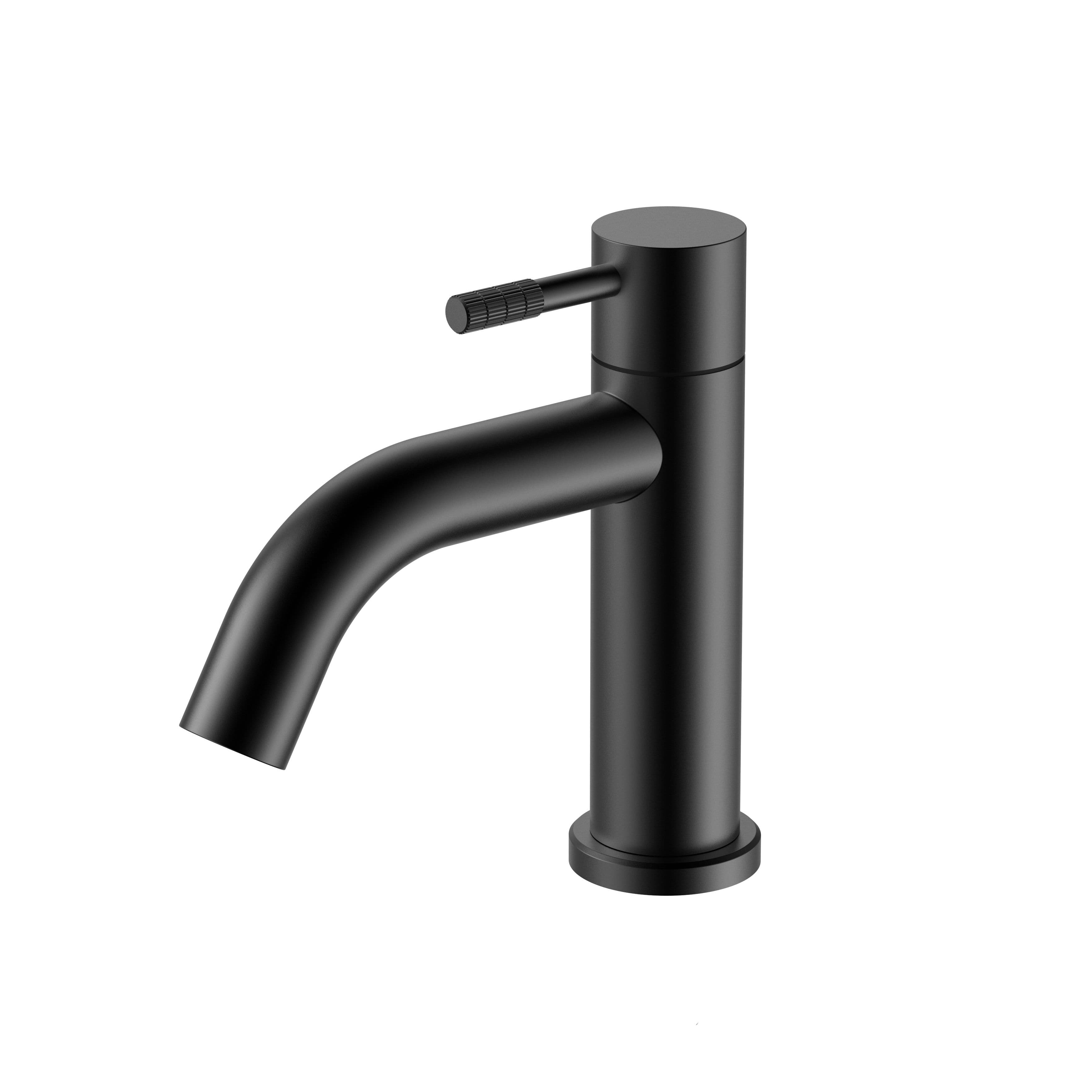 STRIA ROBINET EAU FROIDE – POIGNÉE AVEC STRUCTURE STRIÉE RAFFINÉE – SANS BONDE – NOIR MAT (PVD) vue 1
