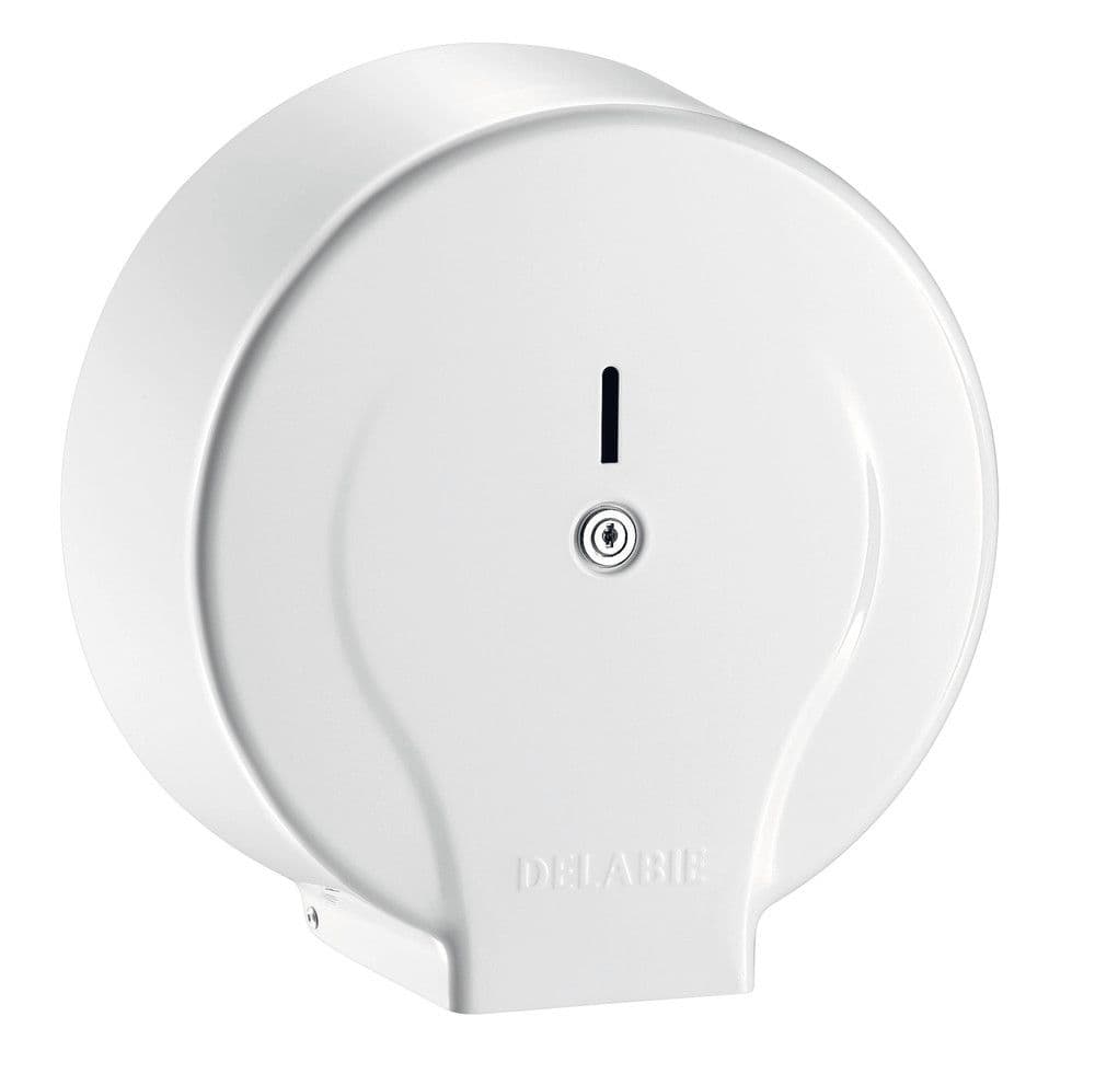 Delabie distributeur papier WC bobine 400 m profondeur 135 mm acier laqué blanc vue 1