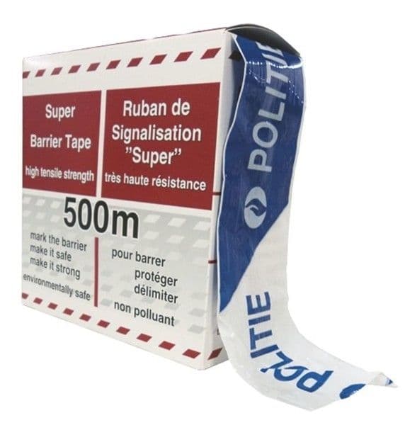 Ruban de balisage 80 x 500mm Bleu / Blanc 'police - politie' + logo vue 1