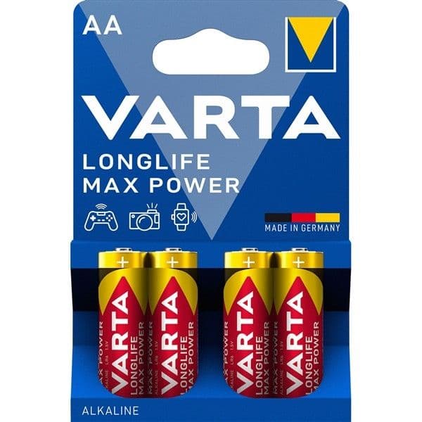 Blister de 4 piles alcaline Longlife Max Power Varta 1.5V LR06 - AA vue 1