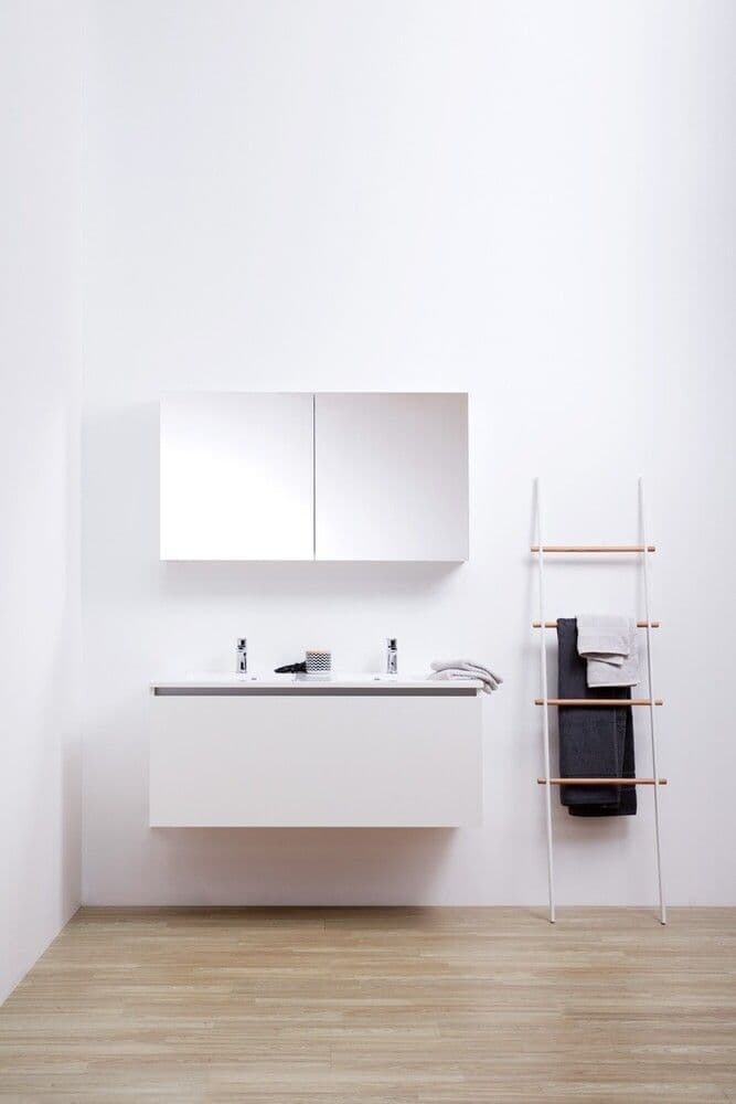 intro Tempus meuble salle de bain 120cm blanc meuble sous-vasque, tablette et siphon vue 1