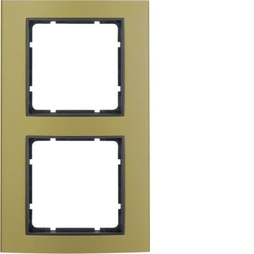 Plaque de recouvrement 2 postes Berker B.3 Alu, Or / Anthracite vue 1