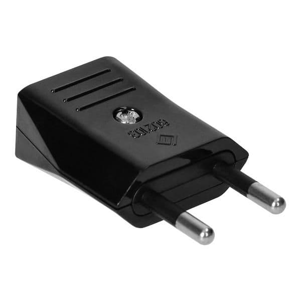 Fiche mâle 2 pôles / II, 2.5A / 250Vac, Noir vue 1