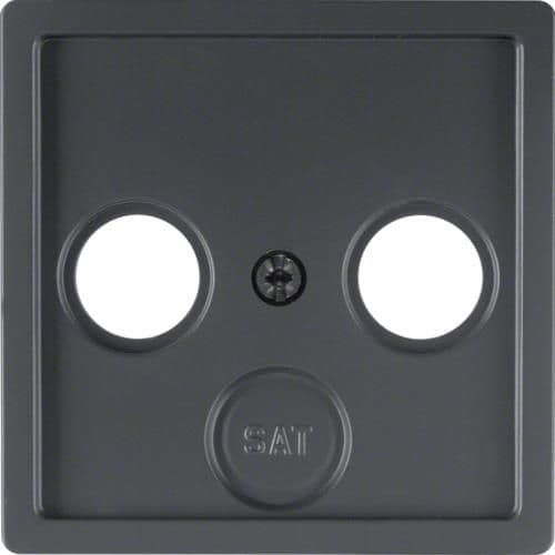 Enjoliveur pour prise coaxiale 2 et 3 trous Berker Q.1 / Q.3 Anthracite, Velours vue 1