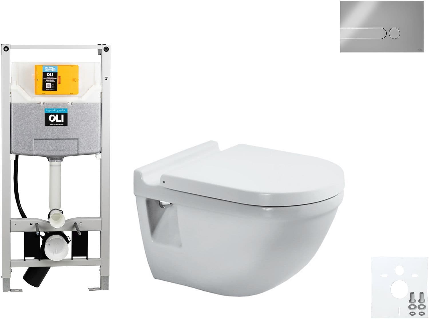 WALLFIX OLI WC SUSPENDU STARCK 3 DURAVIT IPLATE MAT CHROME vue 1