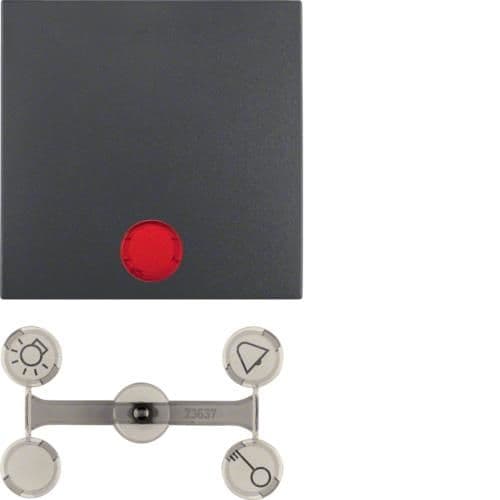 Touche avec voyant Rouge Berker S.1 / B.3 / B.7 Anthracite, mat vue 1