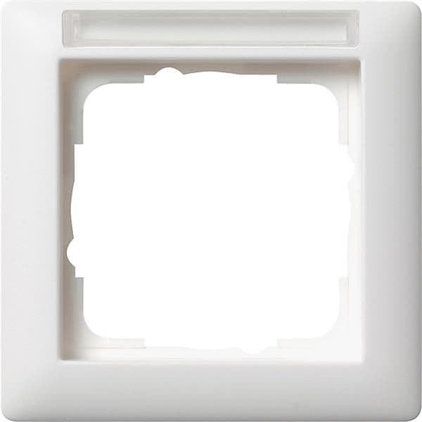 Cadre de finition Gira standard 55 avec zone d'inscription Blanc satiné vue 1
