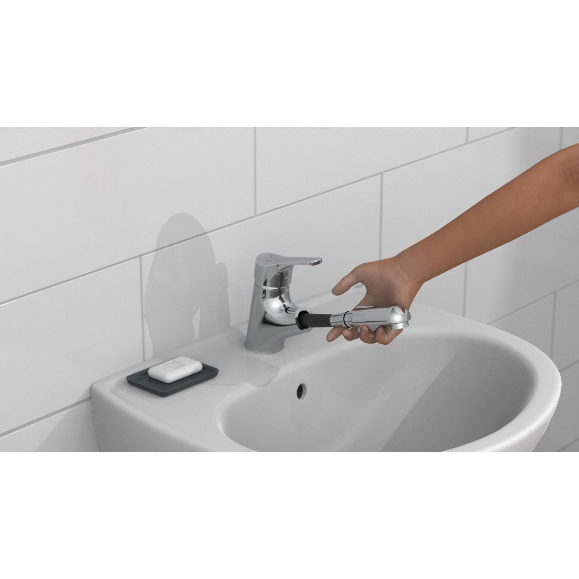 22150 ATTICA Wastafelkraan, chroom, met uittrekbare haardouche vue 11