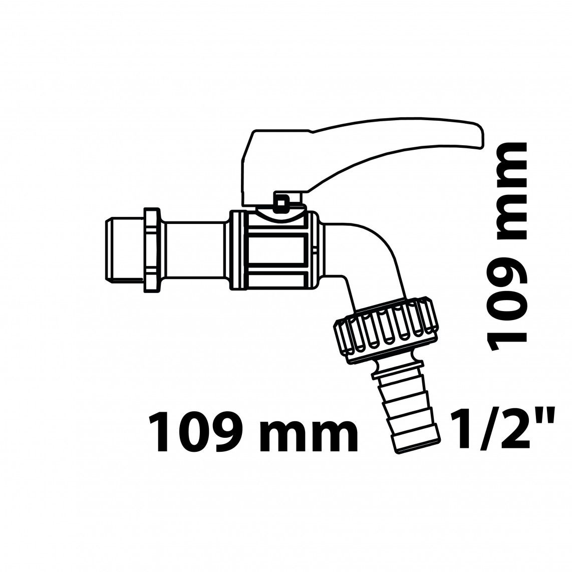 986188255 MS kogelkraan, vernikkeld, 1/2"BU x 3/4"BU x 1/2" T, toegenomen Vorstbestendigheid vue 2