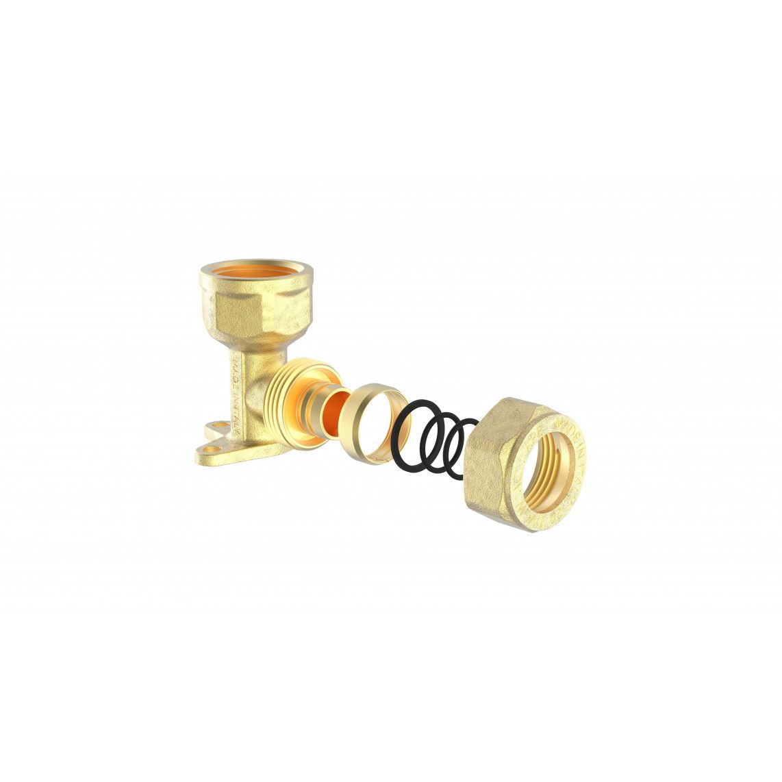 988909155 MS wandplaat, blanco, 16 mm x 1/2"BI, knelfitting voor meerlagen buis vue 3
