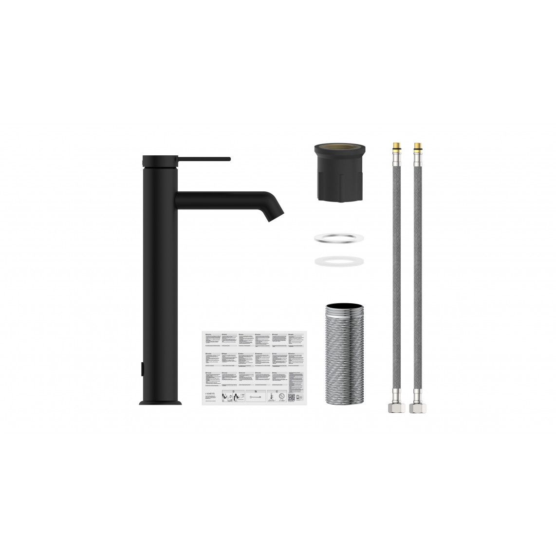 33116 LOS ANGELES Wash basin mixer, black matt, with high body vue 4