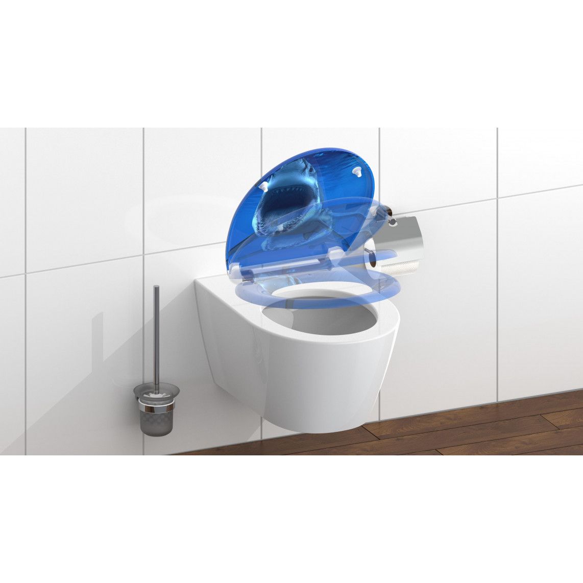 82371 Duroplast WC-zitting SHARK, met valrem en afneembaar vue 8