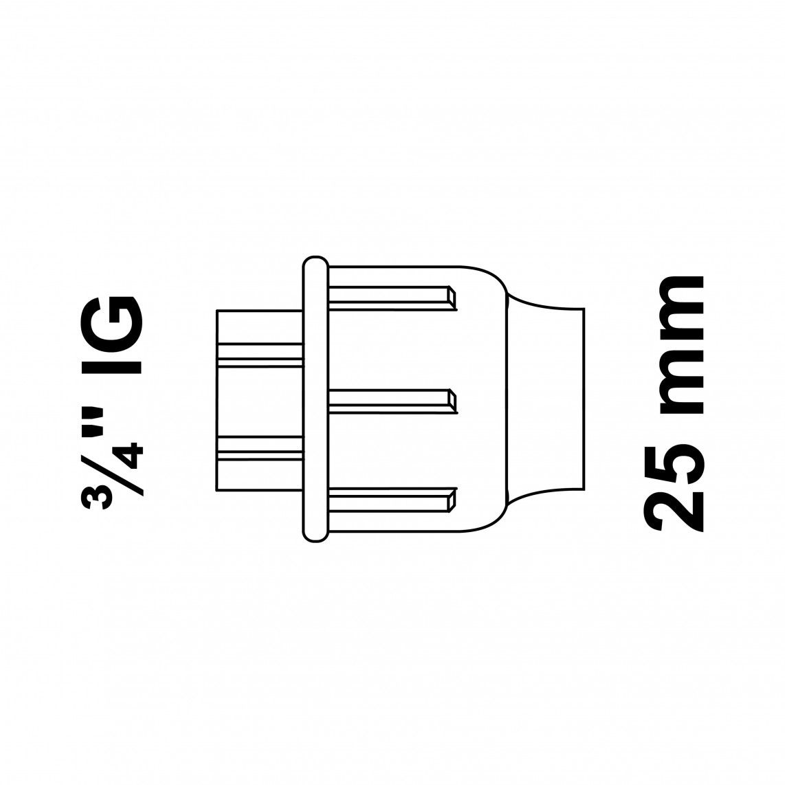 984843217 PP overgangsstuk, 25 mm x 3/4"BI, knelfitting voor tyleen/socarex vue 4