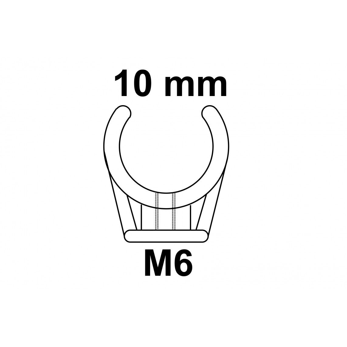 989180017 Pipe clip single, 10 mm, with M6 threaded sleeve vue 2