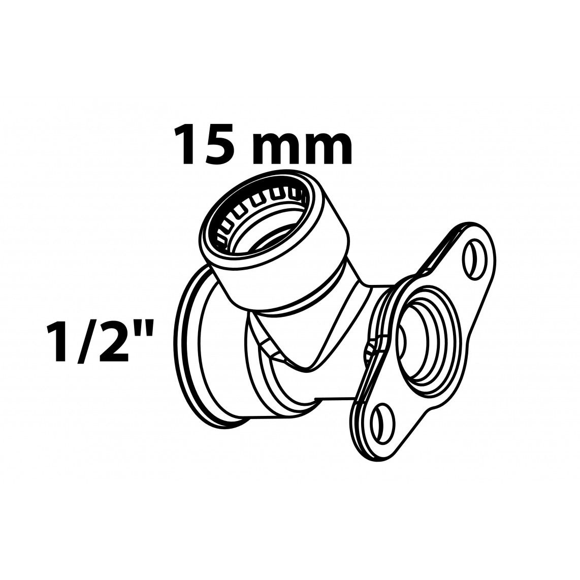 989478117 Elbow wall plate, brass, 15 mm x 1/2" female, 1 socket vue 2
