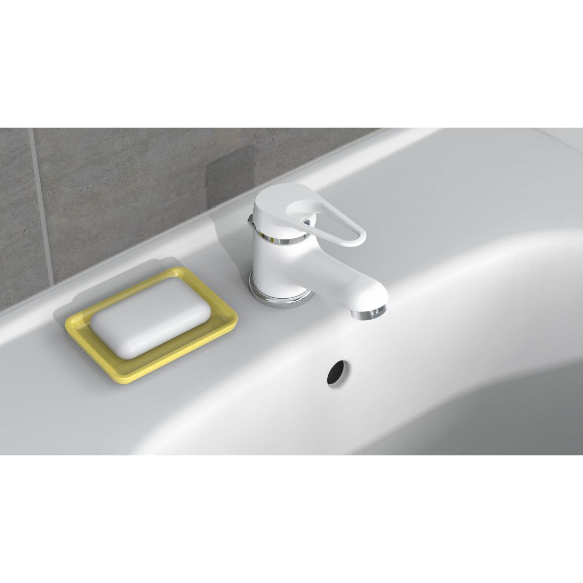 NI075SCR-W SPEED Wash basin mixer, white/ chrome vue 5