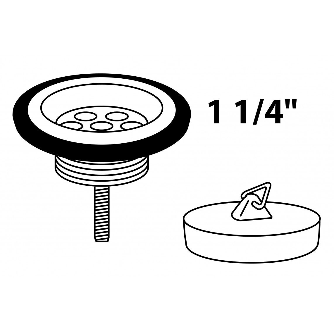 988070148 Universal valve cup, stainless steel, 1 1/4", metal screw joint chrome vue 2