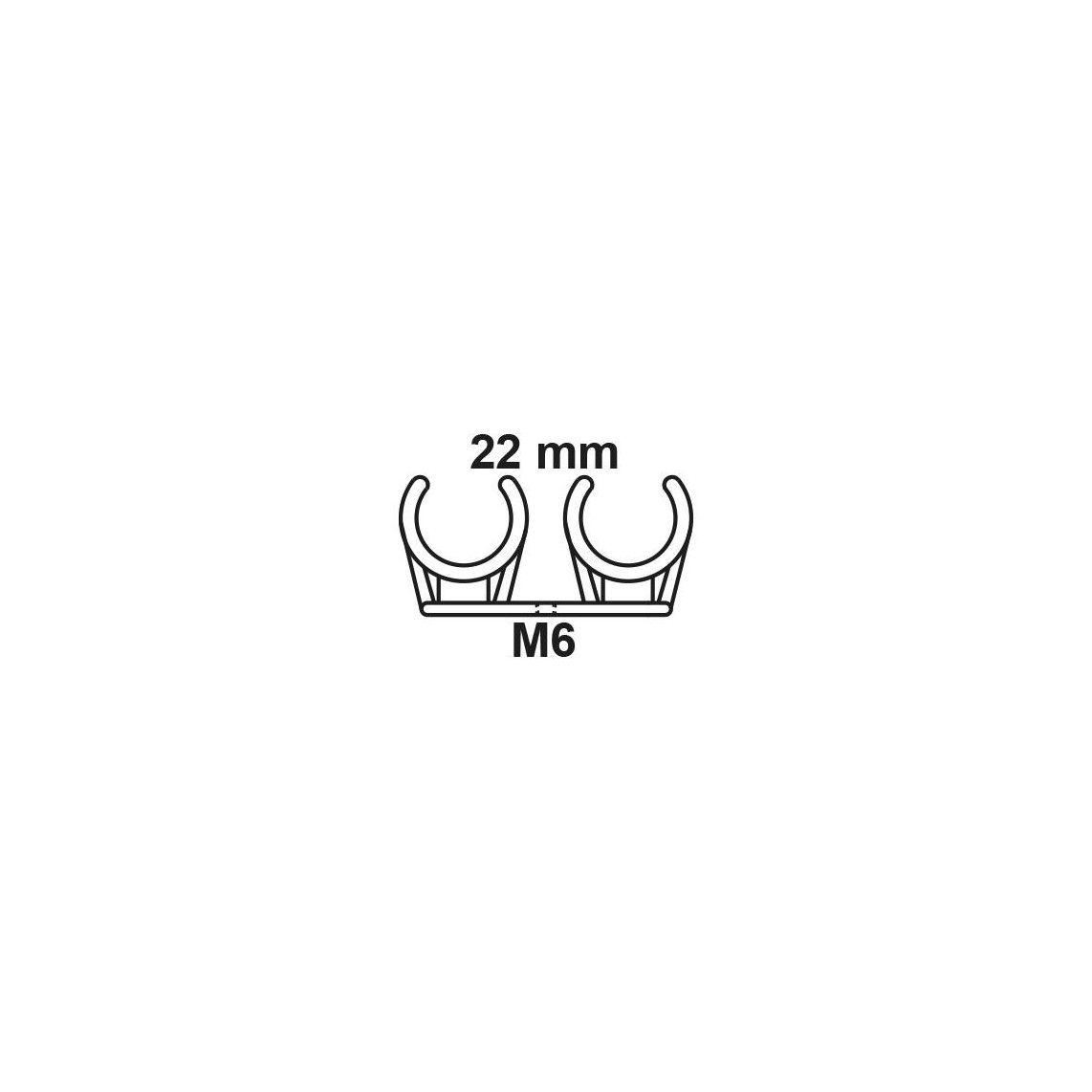 989189555 clip de fixation pour tube, double, 22 mm, avec manchon fileté M6 (3x) vue 2